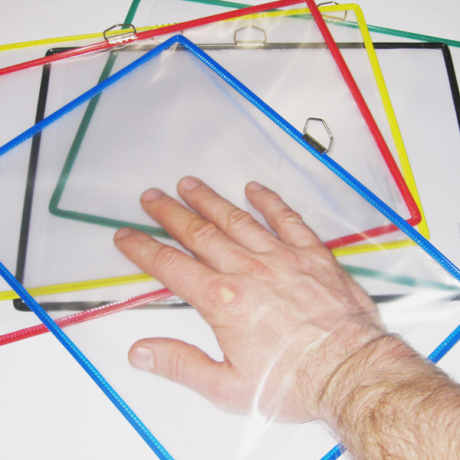 Hängesichttafel A4 Q mit verschieden farbigen Rahmen zur zusätzlichen Visualisierung