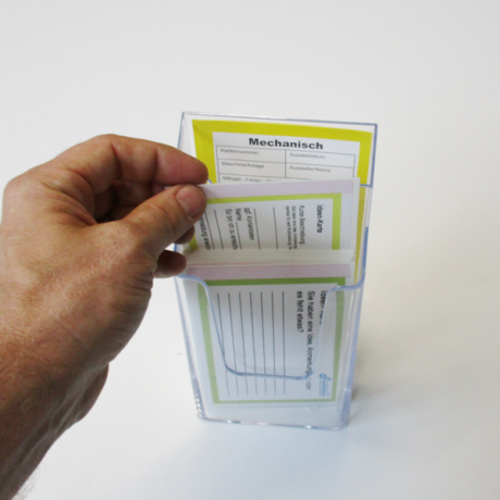 Karten im A6-Format können einfach aus der Mängelkartenbox 2x genommen werden