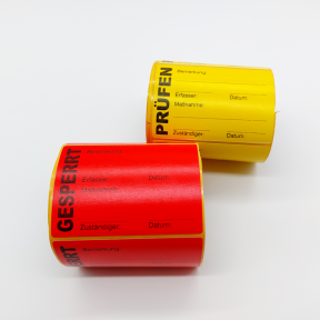 Produktabbildung QS-Label 75x105 GW in den Farben Rot und Gelb