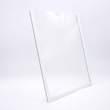Infotaschenbox A4 Mag Premium transparent mit weißem Rahmen